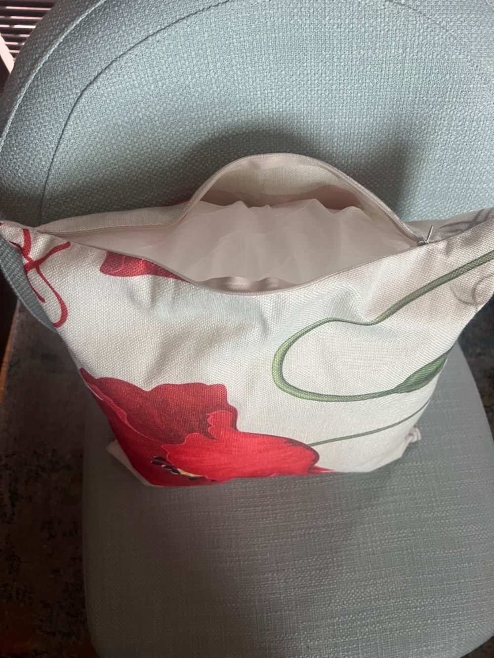 Red Poppy Floral Throw Pillow - Picture 5 of 10